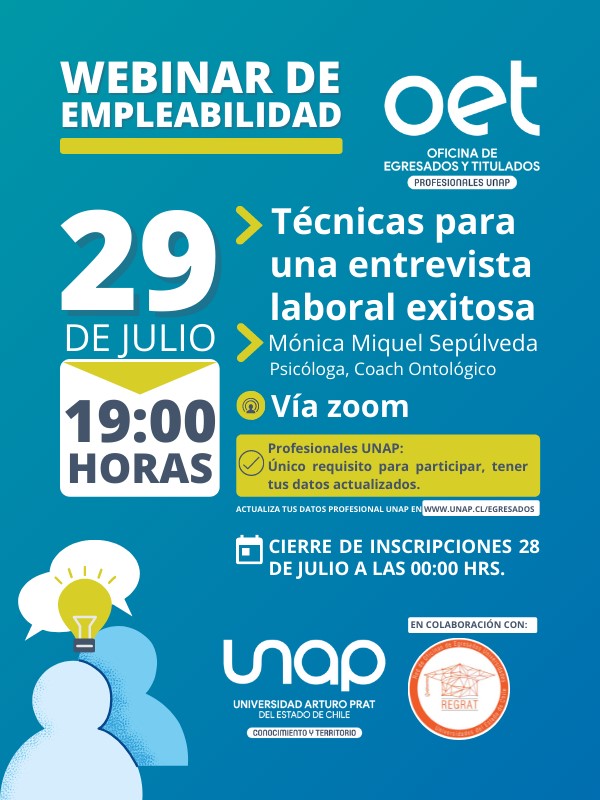 Webinar 29 de Julio Técnicas para una entrevista laboral exitosa